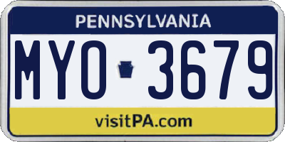 PA license plate MYO3679