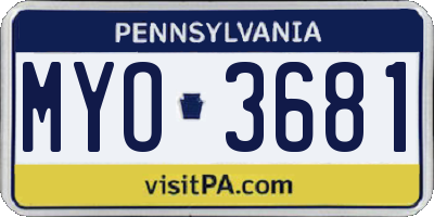 PA license plate MYO3681
