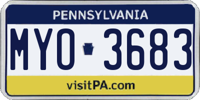 PA license plate MYO3683