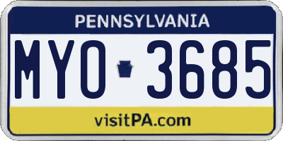 PA license plate MYO3685