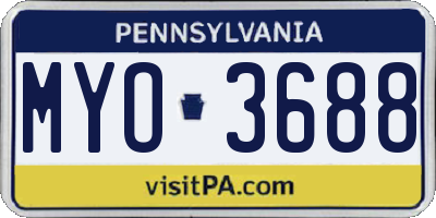 PA license plate MYO3688