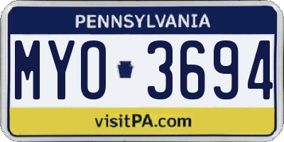 PA license plate MYO3694