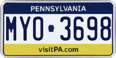 PA license plate MYO3698