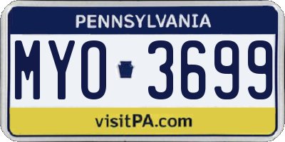 PA license plate MYO3699