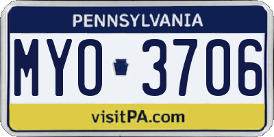 PA license plate MYO3706