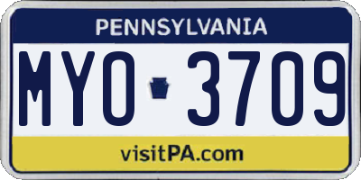 PA license plate MYO3709