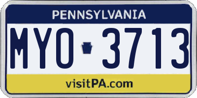 PA license plate MYO3713