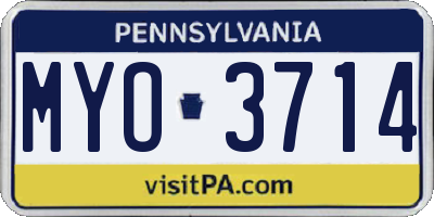 PA license plate MYO3714
