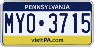 PA license plate MYO3715