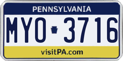 PA license plate MYO3716