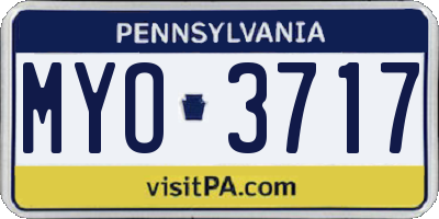 PA license plate MYO3717