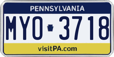 PA license plate MYO3718