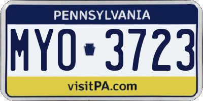 PA license plate MYO3723