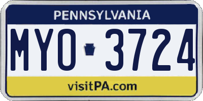 PA license plate MYO3724