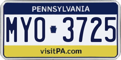PA license plate MYO3725