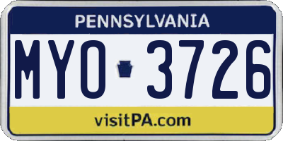 PA license plate MYO3726