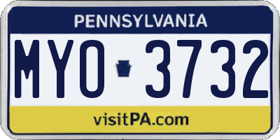 PA license plate MYO3732