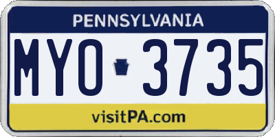 PA license plate MYO3735