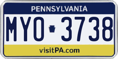 PA license plate MYO3738
