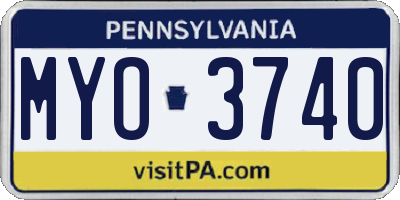 PA license plate MYO3740