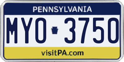 PA license plate MYO3750