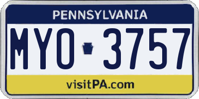 PA license plate MYO3757