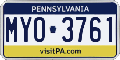 PA license plate MYO3761