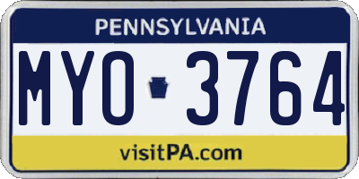 PA license plate MYO3764