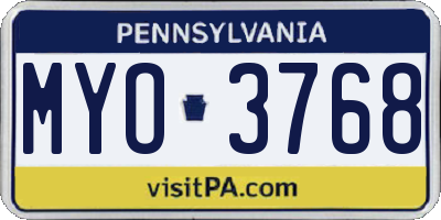 PA license plate MYO3768