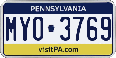 PA license plate MYO3769