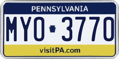 PA license plate MYO3770