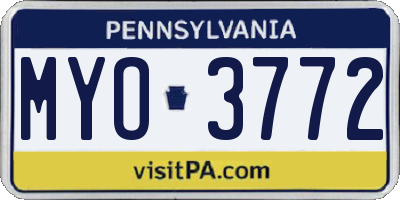 PA license plate MYO3772