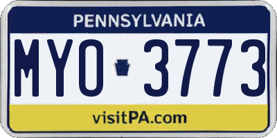 PA license plate MYO3773