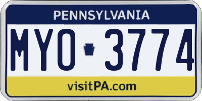 PA license plate MYO3774