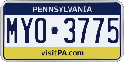 PA license plate MYO3775