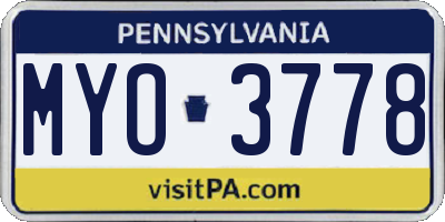 PA license plate MYO3778