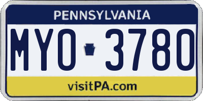 PA license plate MYO3780