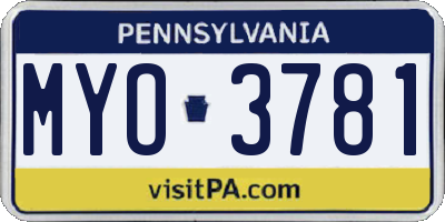 PA license plate MYO3781
