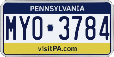 PA license plate MYO3784
