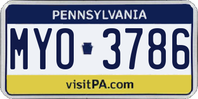 PA license plate MYO3786