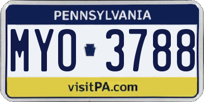 PA license plate MYO3788