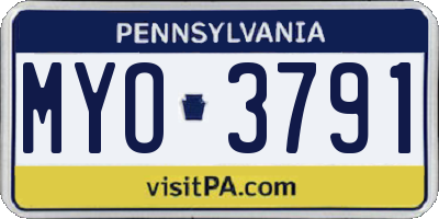 PA license plate MYO3791