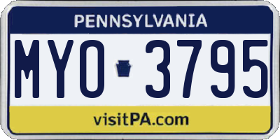 PA license plate MYO3795