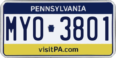 PA license plate MYO3801