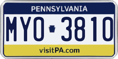 PA license plate MYO3810