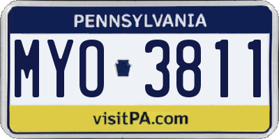 PA license plate MYO3811