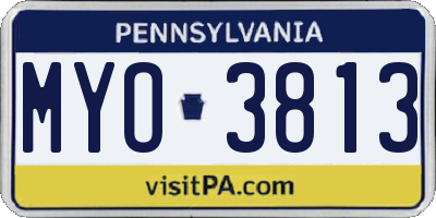 PA license plate MYO3813