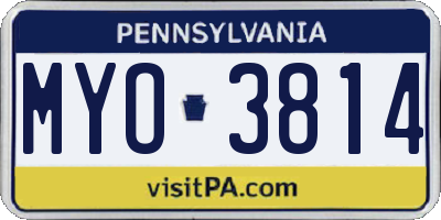 PA license plate MYO3814
