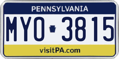 PA license plate MYO3815
