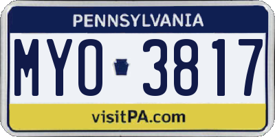 PA license plate MYO3817